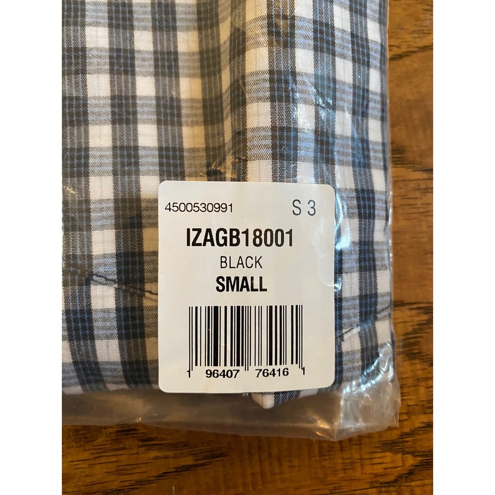 IZOD Mens Gingham Check Long Sleeve Button Down Shirt Black IZAGB18001 Small NWT - Picture 6 of 6